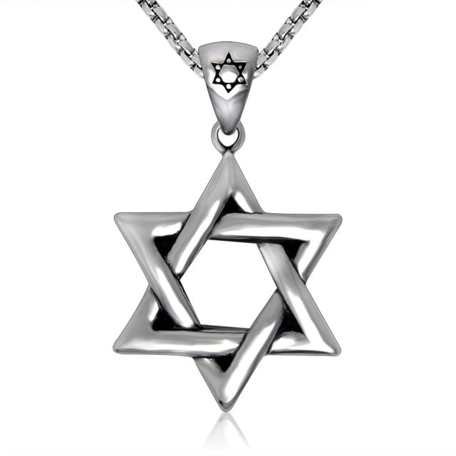 Magen David Pendant Necklace Jewish Titanium Metal Star